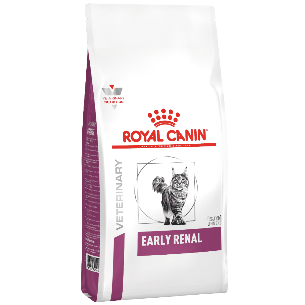 Royal Canin Veterinary Diet Early Renal cat food bag on a white background