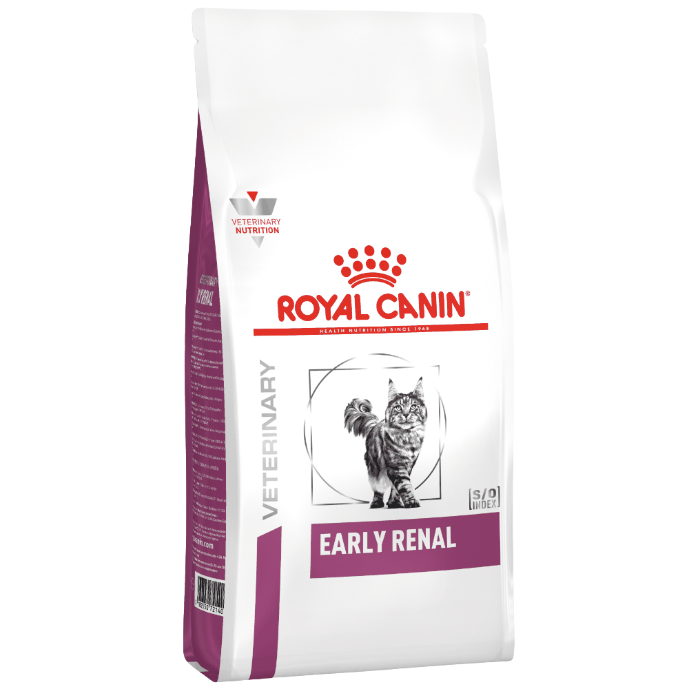 Royal Canin Veterinary Diet Early Renal cat food bag on a white background