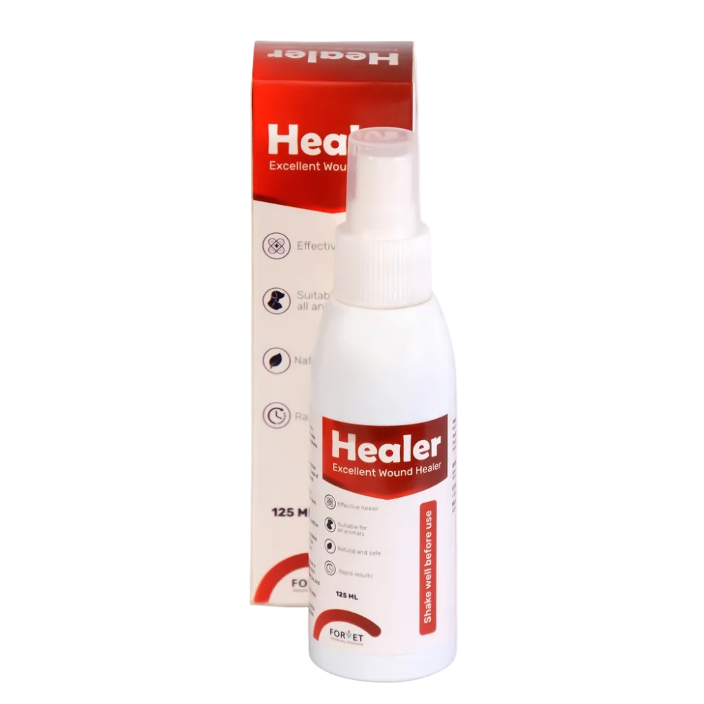 Healer excellent wound healer bottle and packaging on a white background