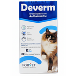 Deverm broad spectrum anthelmintic for cats packaging with a cat illustration on a white background