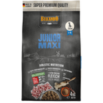 Package of Belcando Junior Maxi dog food on a white background