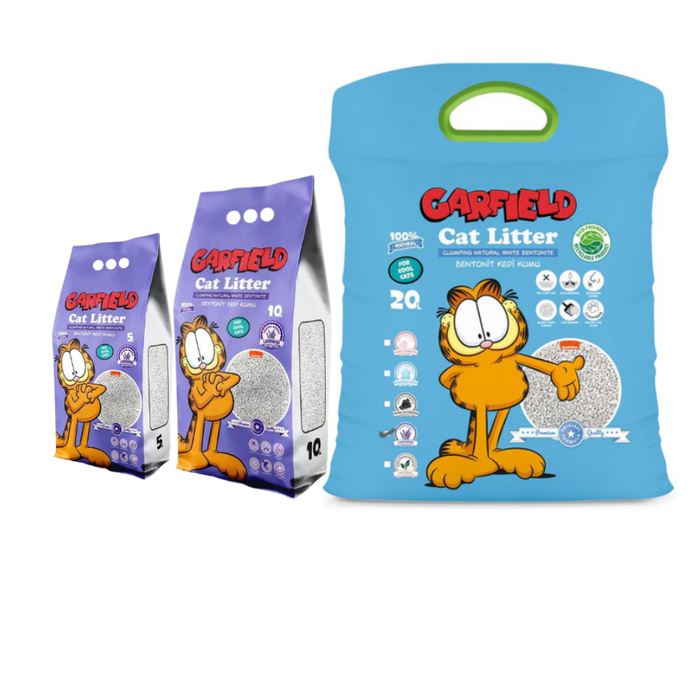 Garfield cat litter packaging on a white background