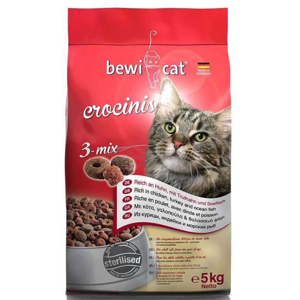 Bewi Dry food for Adult Cat Crocinis 3 Mix