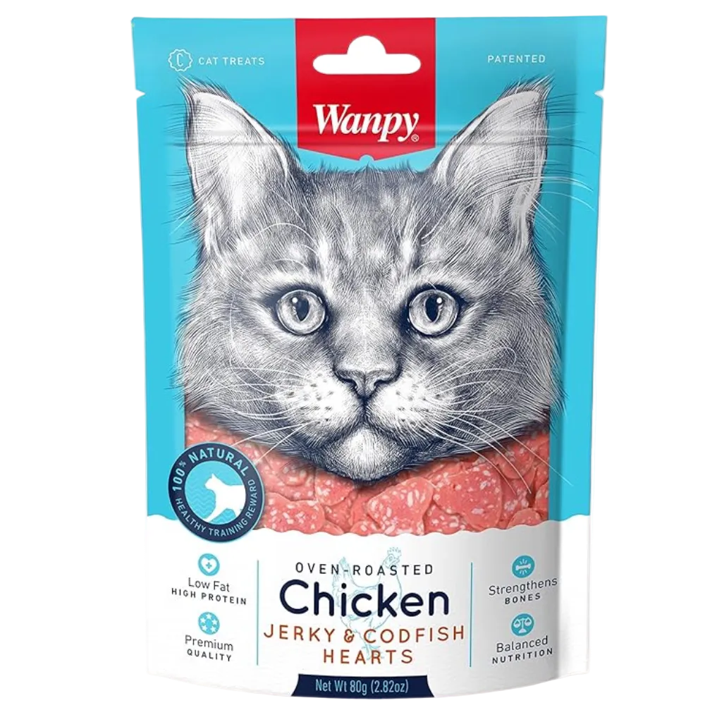 Wanpy cat treats package with a cat's face on the label