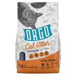 Bag of Oreo cat litter with a gray cat on the label