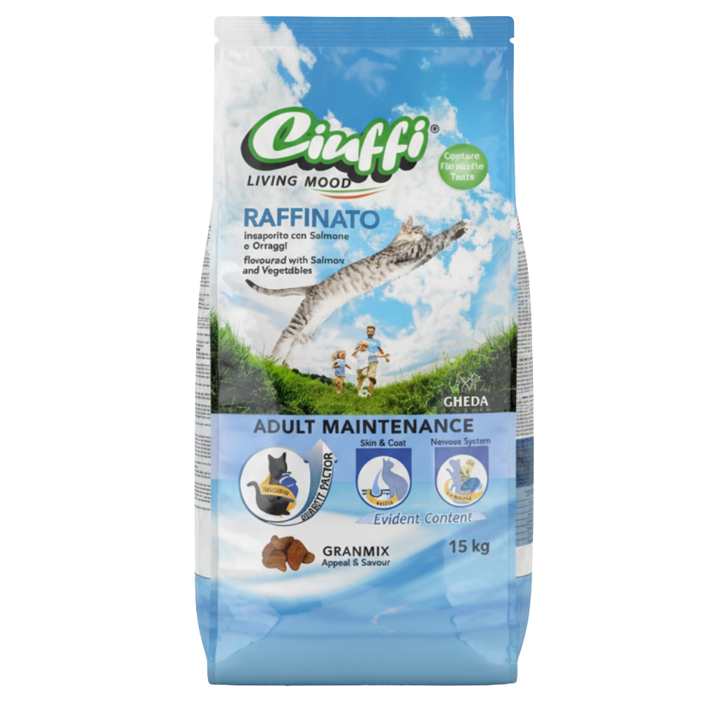 Ciuffi Dry Food with Salmon and Vegetables for Adult Cats 15 kg