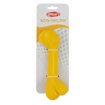 Yellow dog toy in packaging with 'Groovy' branding on a white background