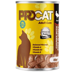 ProCat canned cat food with yellow label on a white background