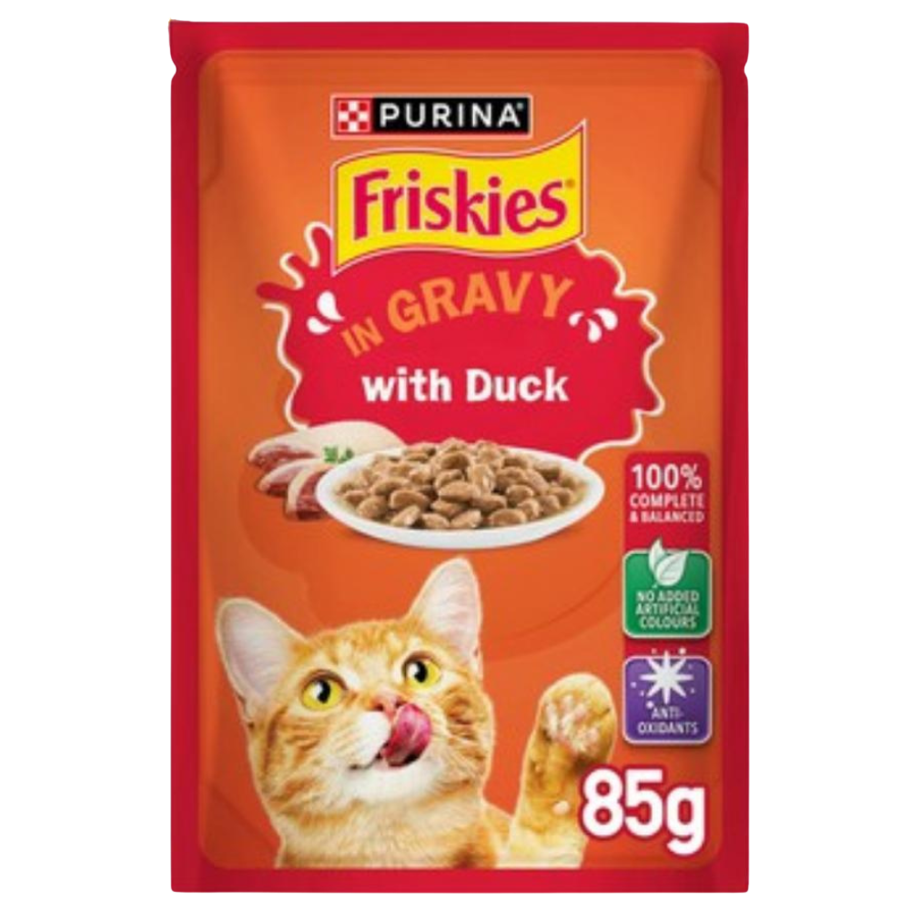 Buy 5+1 Free Friskies Duck Chunks in Gravy Wet Cat Food Pouch 85g