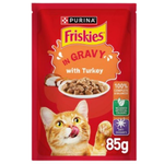 BUY 9 + 1 FREE FFriskies Turkey Chunks in Gravy Wet Cat Food Pouch 85g