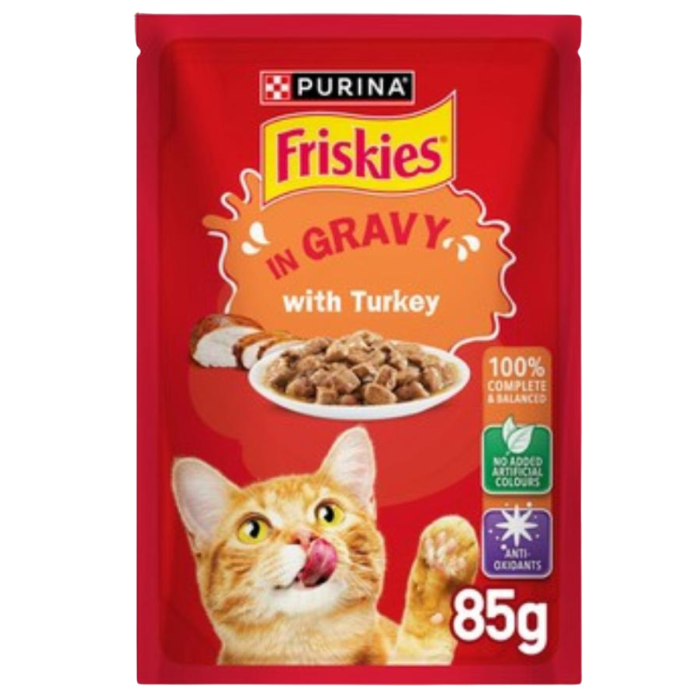 Friskies Turkey Chunks in Gravy Wet Cat Food Pouch 85g Petfast.shop Friskies Best Selling Cat Food Wet Food petfast.shop Egypt PFR1954S Default Title 45.00