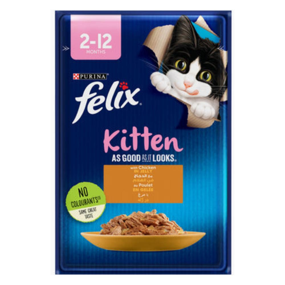 Felix Chicken in Jelly Wet Kitten Food Pouch 85g – Complete Nutrition for Kittens