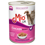Mio Cat canned food can with a cat on the label against a white background