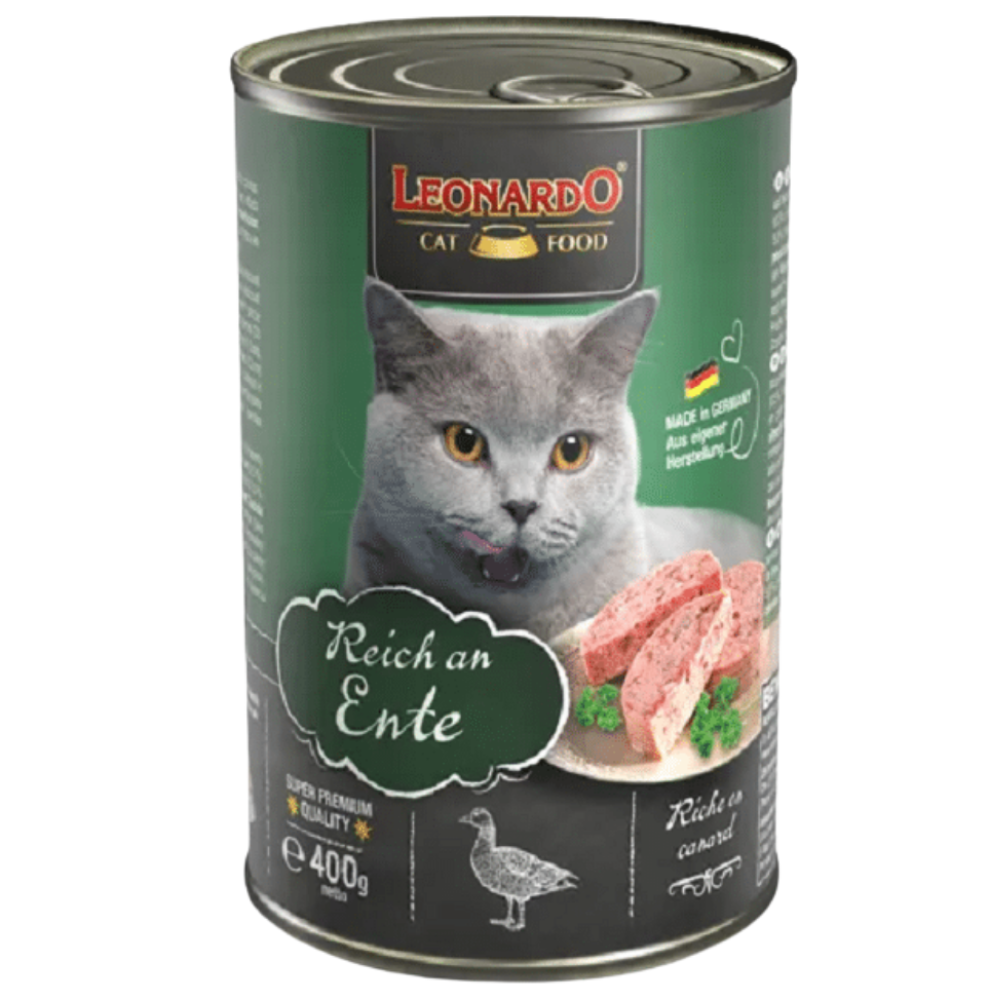 BUY 9 + 1 FREE Leonardo Adult Cat Wet Food Rich In Duck 400 g