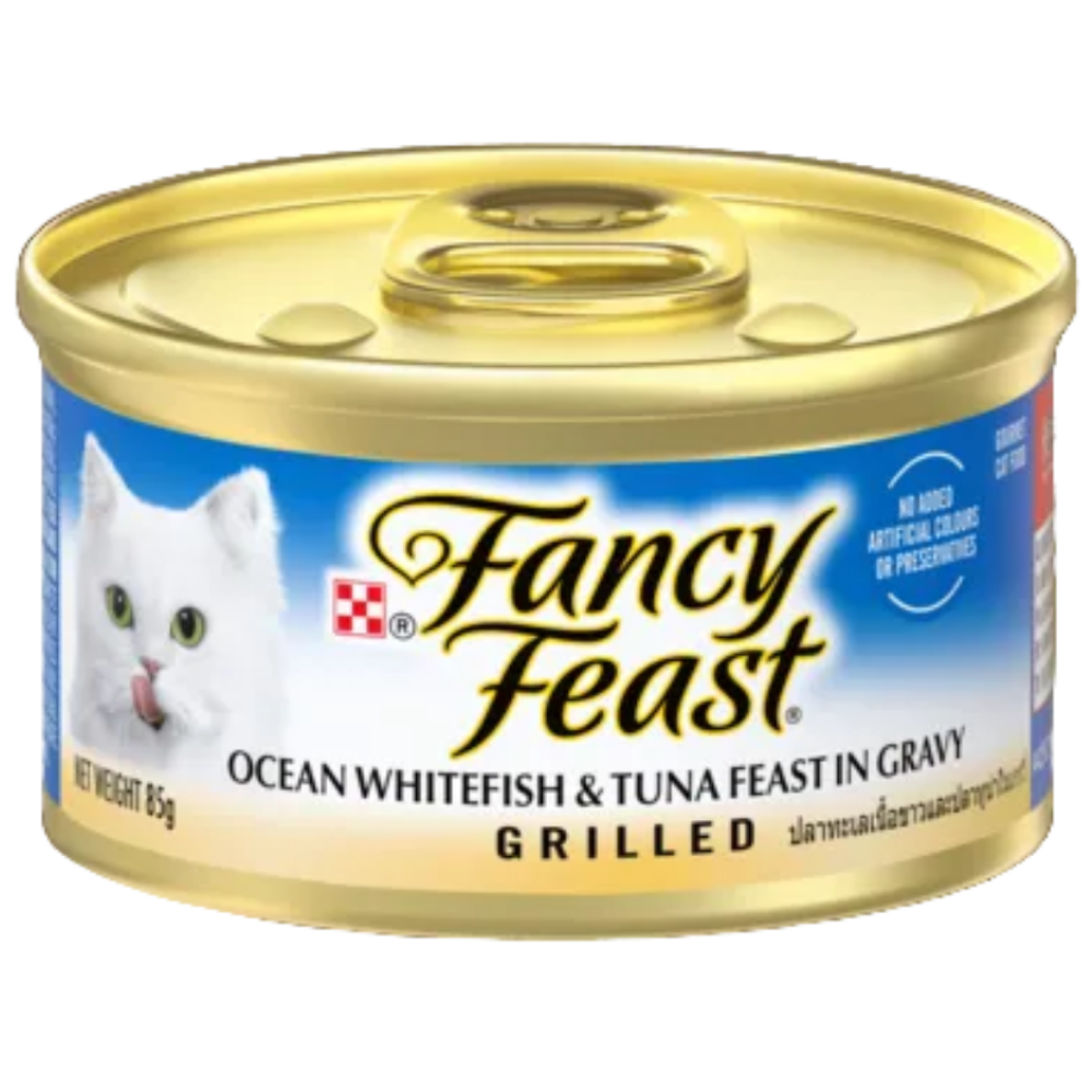 BUY 9 + 1 FERR Fancy Feast Grilled Ocean Whitefish & Tuna Feast in Gravy Gourmet Cat Food 85g