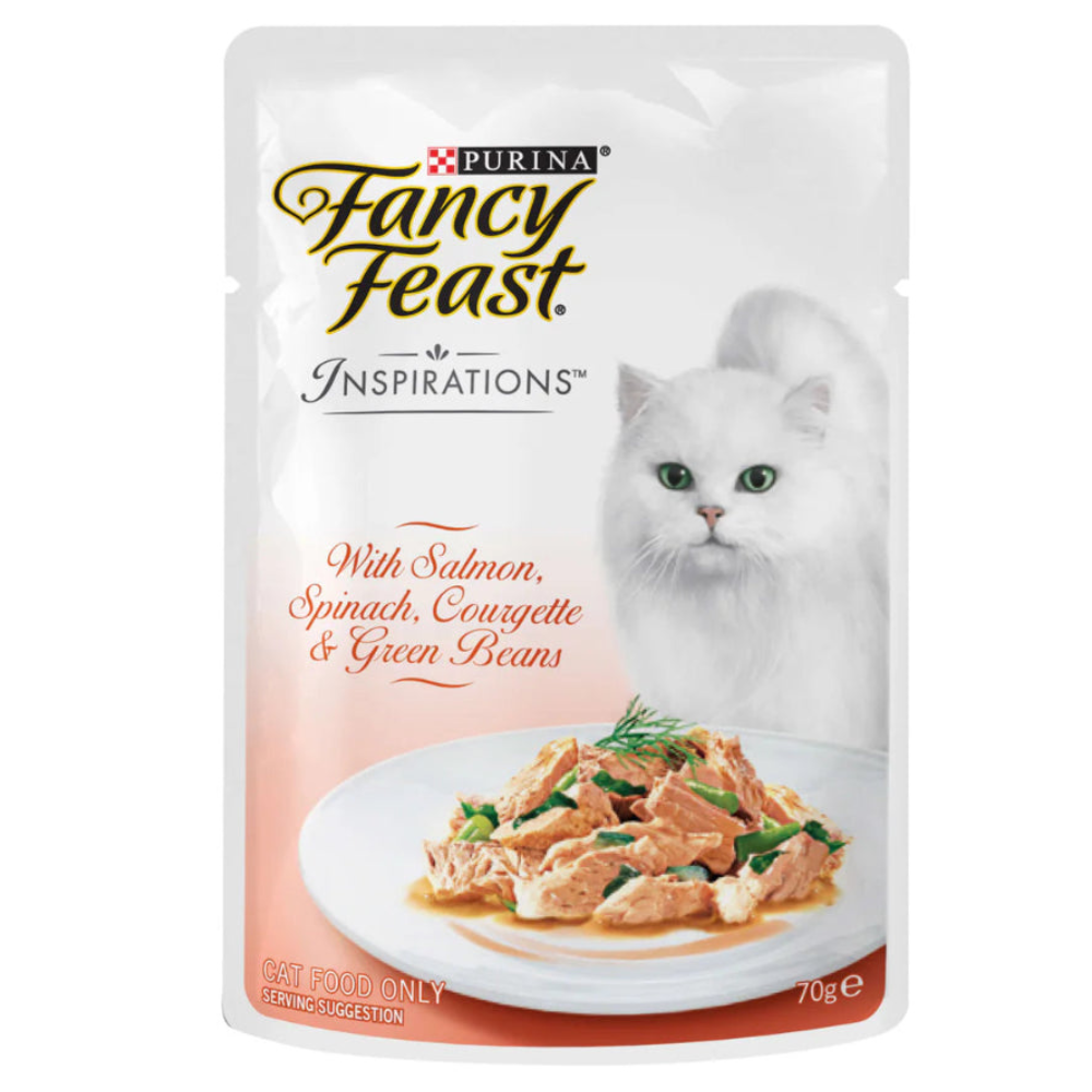 BUY 9 + 1 FREE Fancy Feast Inspirations Salmon, Spinach, Courgette & Green Beans Wet Cat Food 70g