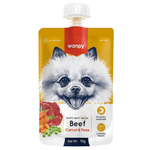 Dog food pouch with Wanpy branding and a picture of a dog on the label.