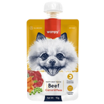 Dog food pouch with Wanpy branding and a picture of a dog on the label.