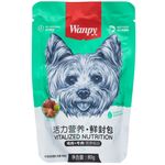 Wanpy dog food package with a dog illustration on a white background