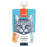 Wanpy cat food pouch with chicken and carrot flavor on a white background