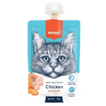 Wanpy cat food pouch with chicken and carrot flavor on a white background