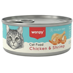 Canned cat food can with 'Wanpy' brand on a white background