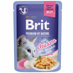 BUY 9 + 1 FREE Brit Wet Food for Adult Cat Fillets in Jelly with Chicken 85g
