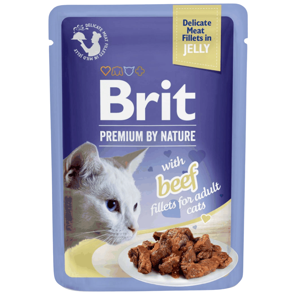 Brit Wet Food For Adult Cat Fillets In Jelly With Beef 85 G Petfast.shop