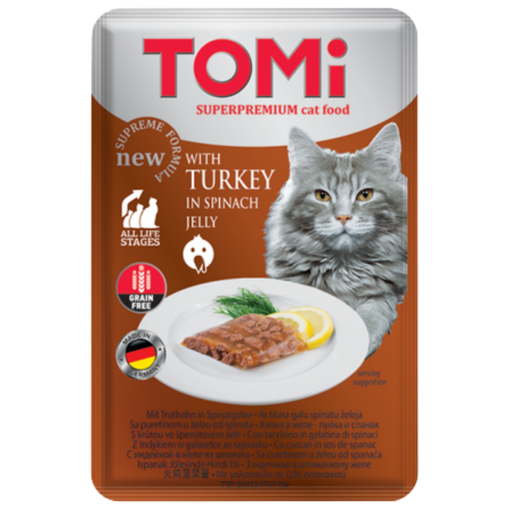 BUY 9 + 1 FREE Tomi Super Premium Cat Food With Turkey In Spinach Jelly 100 G Petfast.shop Tomi Bundles Cat Exclude Food Wet Food petfast.shop EgyptDefault Title 495.00