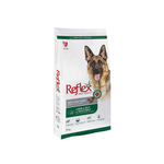 Package of Reflex dog food with a German Shepherd on the label