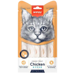 Wanpy cat treat package with a cat illustration on an orange background