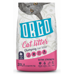 Bag of ORGO cat litter with a cat's face on the packaging.