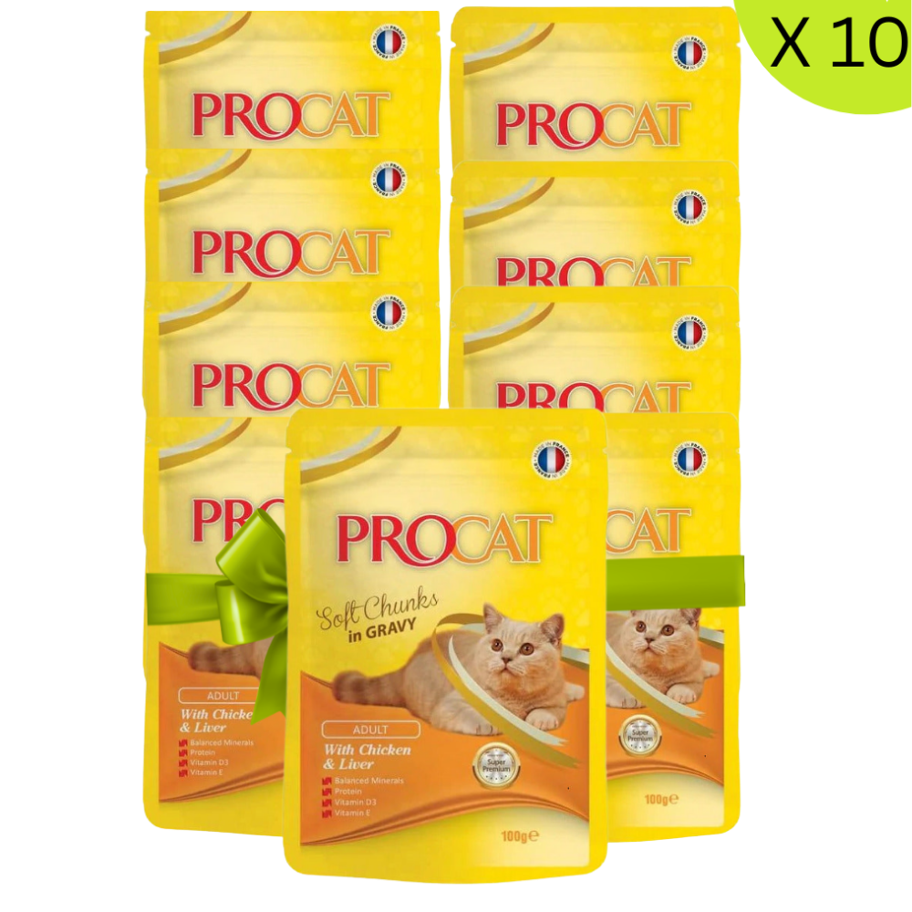 BUY 9 + 1 FREE Procat Soft with Chicken and Liver 100g Petfast.shop ProCat Bundles Cat Exclude Food Wet Food petfast.shop Egypt PBU5383S Default Title 450.00
