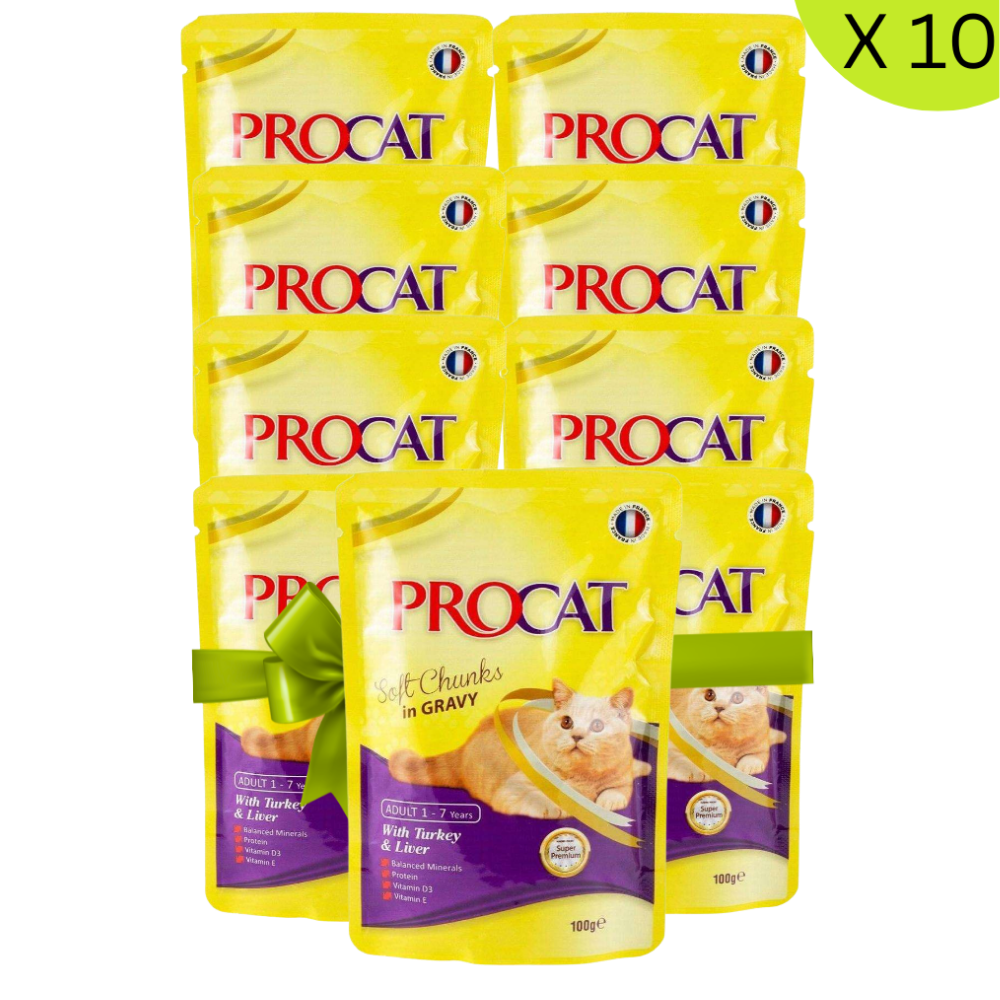 BUY 9 + 1 FREE Procat Soft With Turkey And Liver 100g Petfast.shop ProCat Bundles Cat Exclude Food Wet Food petfast.shop Egypt PBU5382S Default Title 450.00