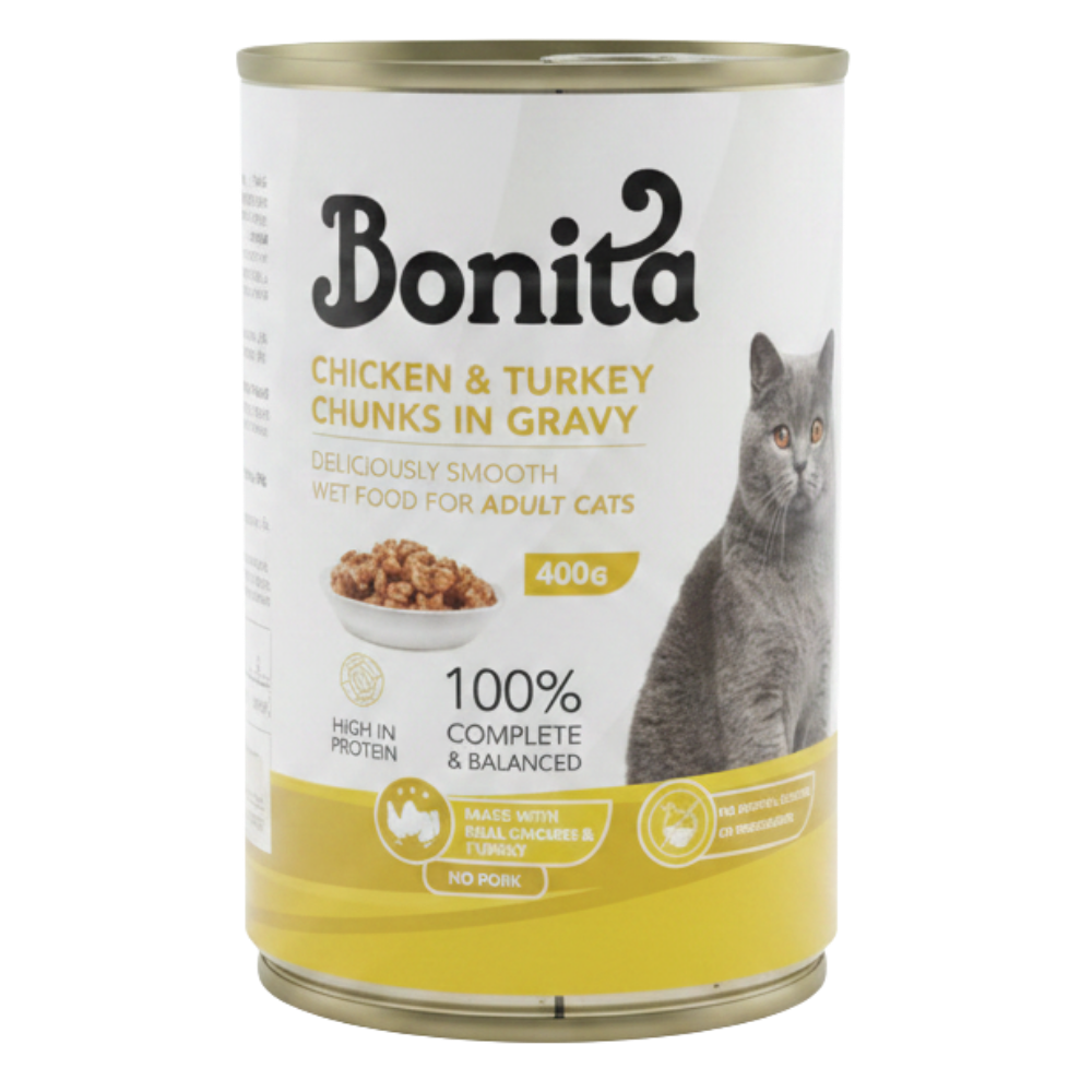 Bonita Wet Food Chicken & Turkey Chunks In Gravy 400 G Petfast.shop bonita Cat Food Wet Food petfast.shop Egypt PBO5967S Default Title 100.00