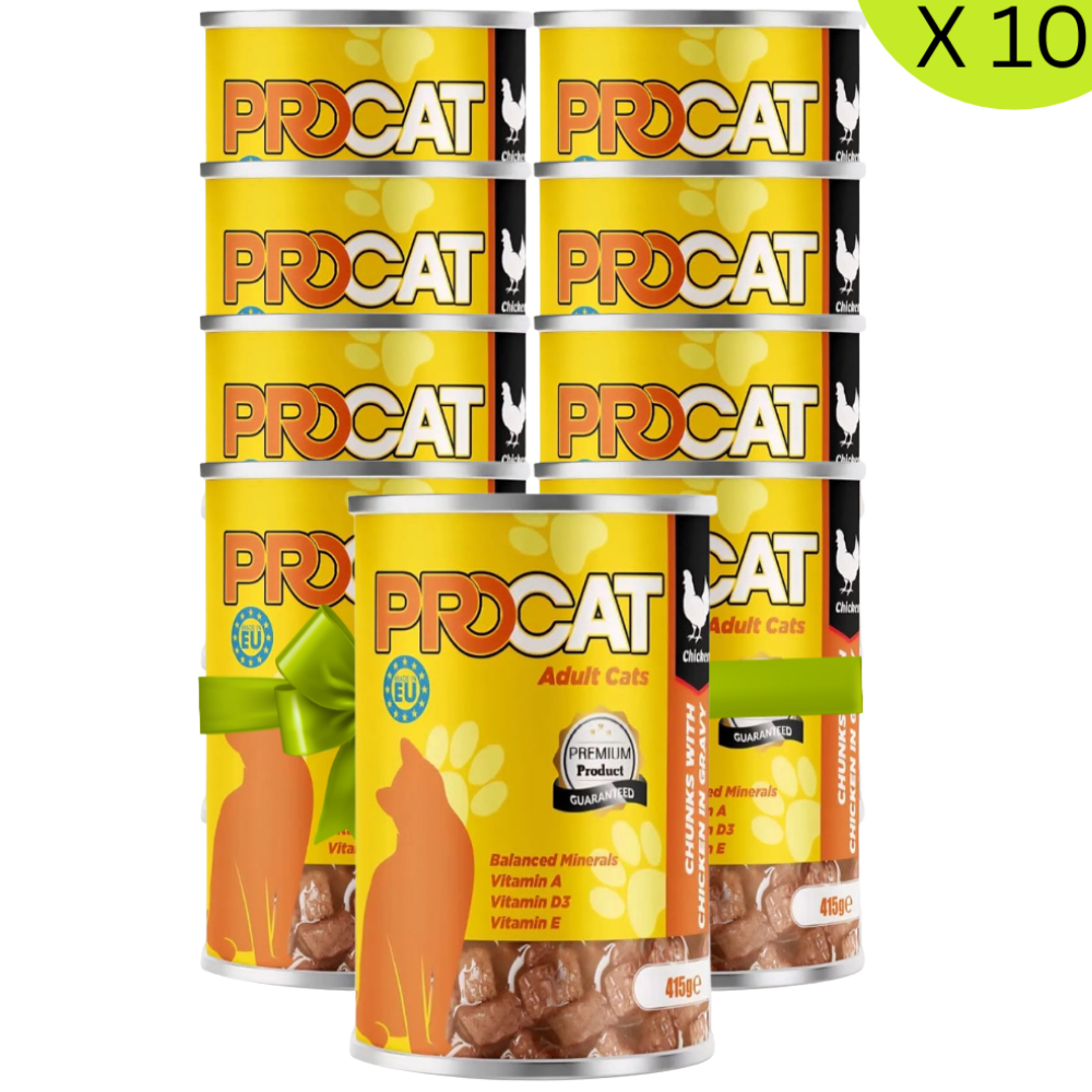 BUY 9 + 1 FREE Procat Wet Food For Adult Cat Chicken 415G Petfast.shop ProCat Bundles Cat Exclude Food Wet Food petfast.shop Egypt PBU5402S Default Title 675.00