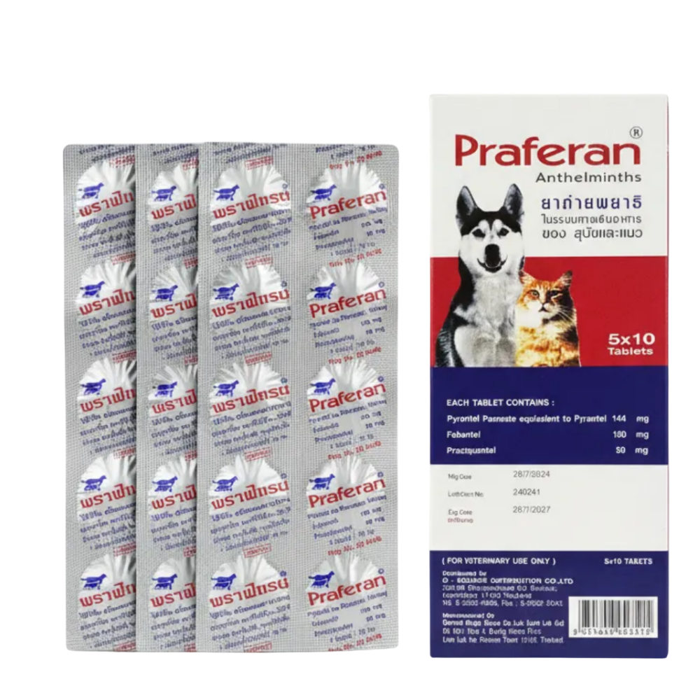 Praferan Anthelminths for Pet 10 Tablets Petfast.shop Praferan Cat Dog Pharmacy petfast.shop Egypt PPR4626S Default Title 350.00