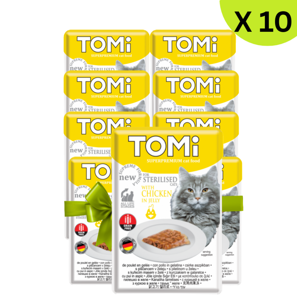 BUY 9 + 1 FREE Tomi Wet Food with Chicken in Jelly for Sterilized Cats 85 gr Petfast.shop Tomi Bundles Cat Exclude Food Wet Food petfast.shop EgyptDefault Title 585.00