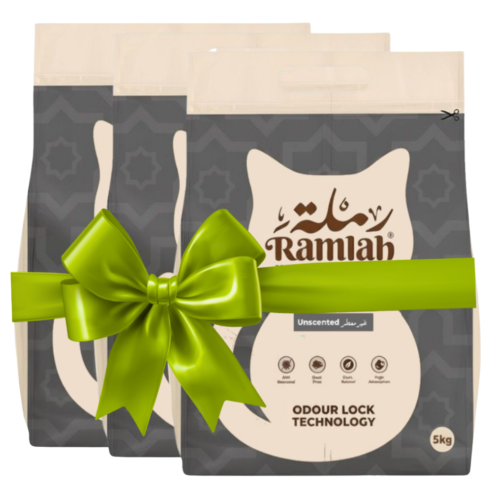 3x Ramlah Premium Cat Litter – Unscented 5 Kg ≈ 6 L Petfast.shop Ramlah Box & Accessories & Litter Bundles Cat Egypt Brand Exclude Kitten Litter petfast.shop Egypt PXR5314S Default Title 370.00
