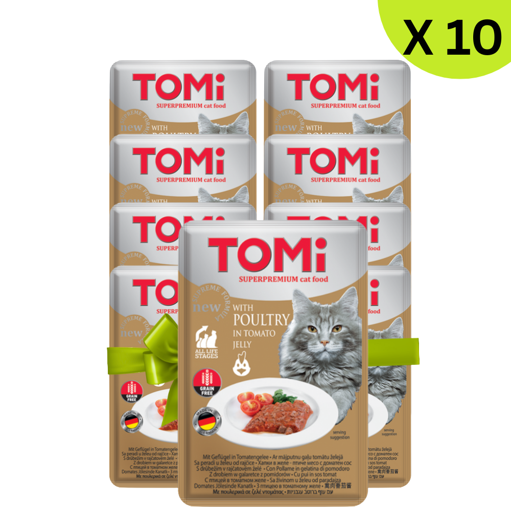 BUY 9 + 1 FREE Tomi Super Premium Cat Food With Poultry In Tomato Jely 100 G Petfast.shop Tomi Bundles Cat Exclude Food Wet Food petfast.shop EgyptDefault Title 495.00
