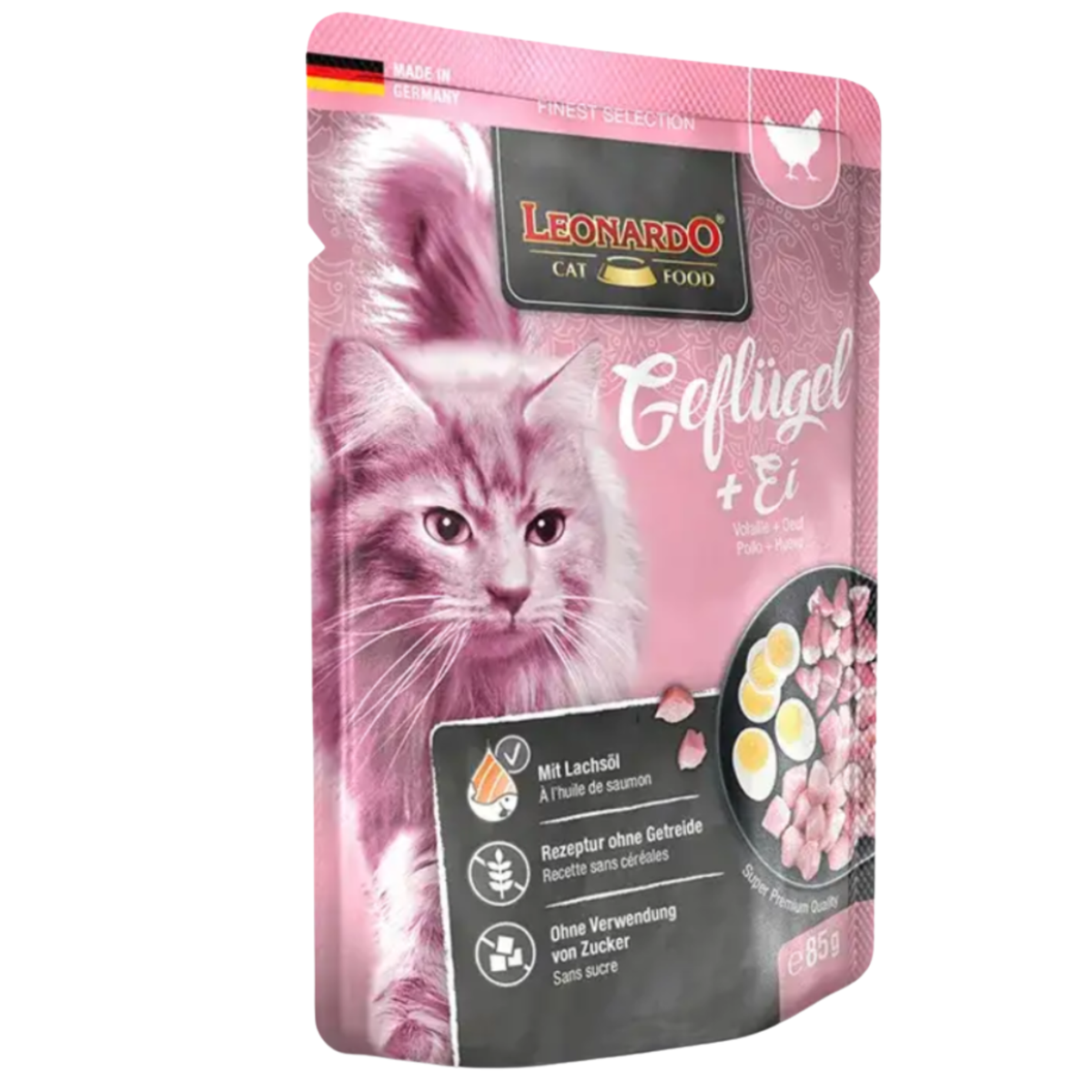 BUY 9 + 1 FREE Leonardo Wet Food Adult Cat with Poultry And Egg 85 gr