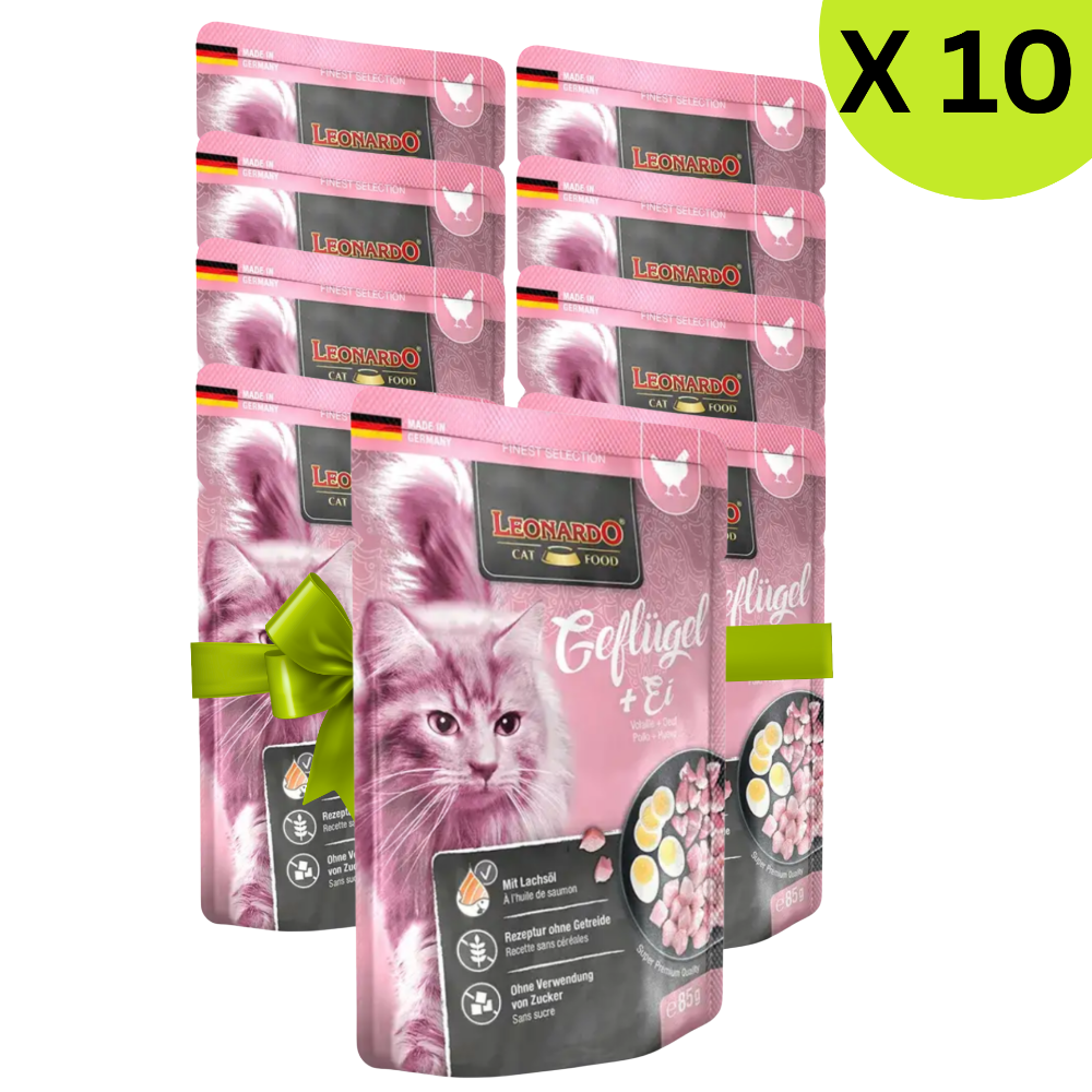 BUY 9 + 1 FREE Leonardo Wet Food Adult Cat with Poultry And Egg 85 gr Petfast.shop Leonardo Bundles Cat Exclude Food Wet Food petfast.shop EgyptDefault Title 945.00