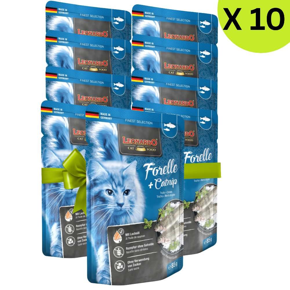 BUY 9 + 1 FREE Leonardo Wet Food Adult Cat with Trout and Catnip 85 g Petfast.shop Leonardo Bundles Cat Exclude Food Wet Food petfast.shop EgyptDefault Title 945.00
