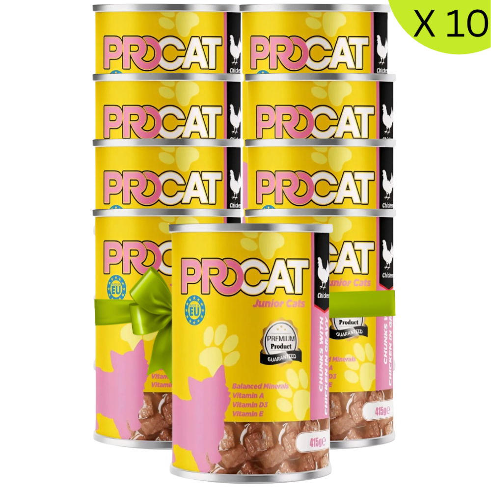BUY 9 + 1 FREE Procat Wet Food For Junior Cats Chicken 415G Petfast.shop ProCat Bundles Cat Exclude Food Wet Food petfast.shop Egypt PBU5400S Default Title 675.00