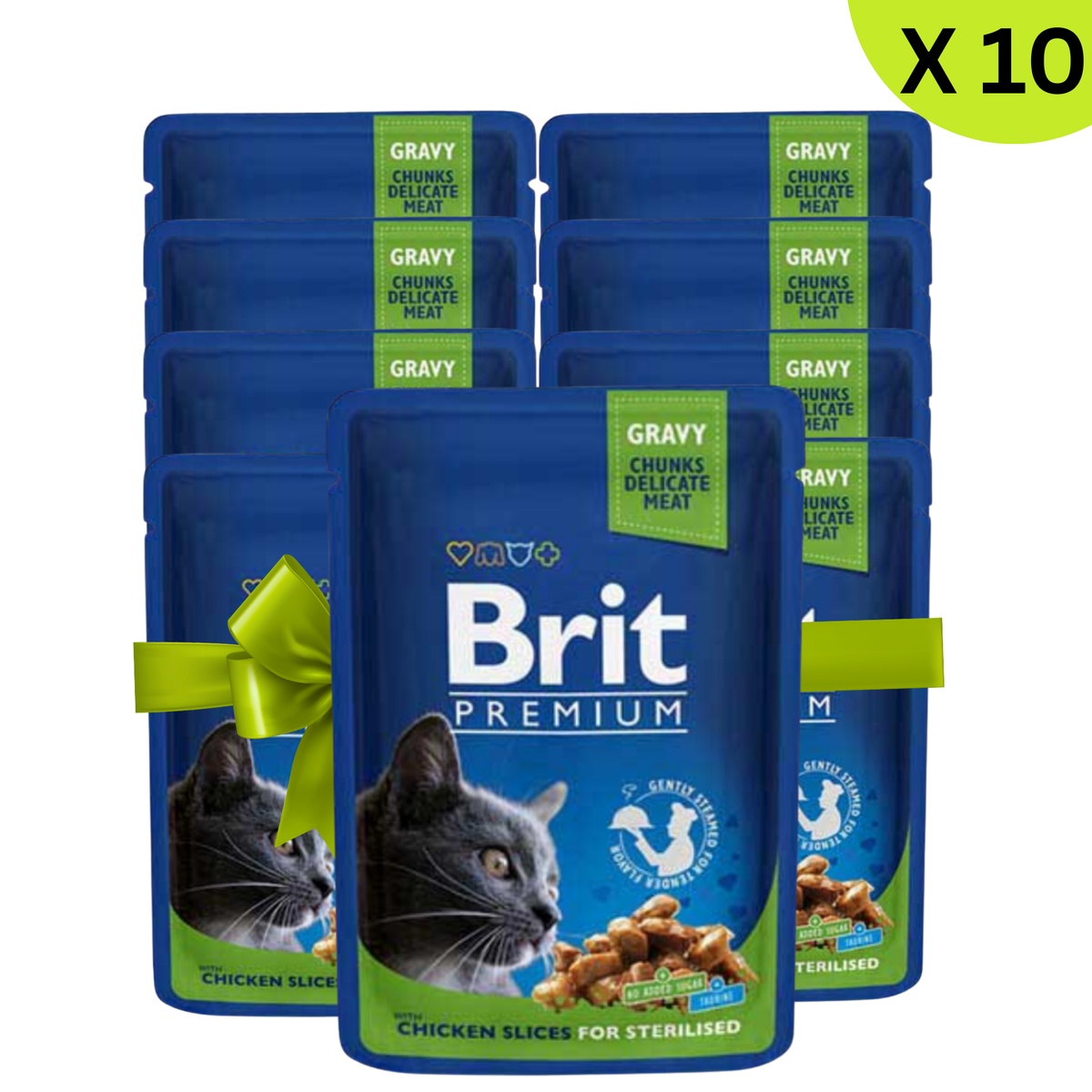 BUY 9 + 1 FREE Brit Wet Food for Cat Sterilised Chicken 100g