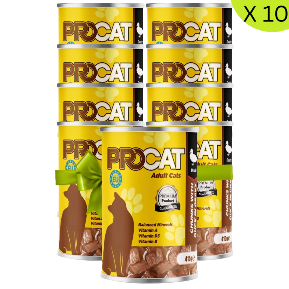 BUY 9 + 1 FREE Procat Wet Food For Adult Cat Duck 415G Petfast.shop ProCat Bundles Cat Exclude Food Wet Food petfast.shop Egypt PBU5398S Default Title 675.00
