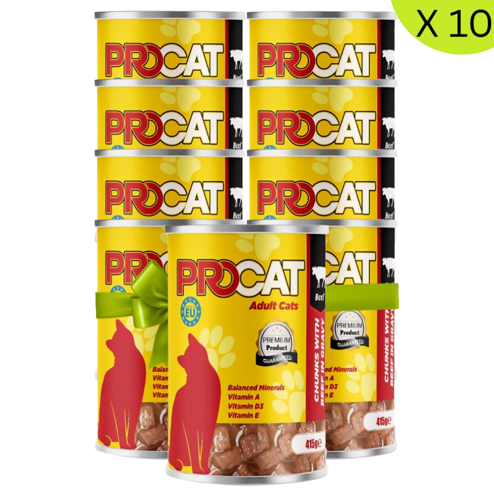 BUY 9 + 1 FREE Procat Wet Food For Adult Cat Beef 415G Petfast.shop ProCat Bundles Cat Exclude Food Wet Food petfast.shop Egypt PBU5397S Default Title 675.00