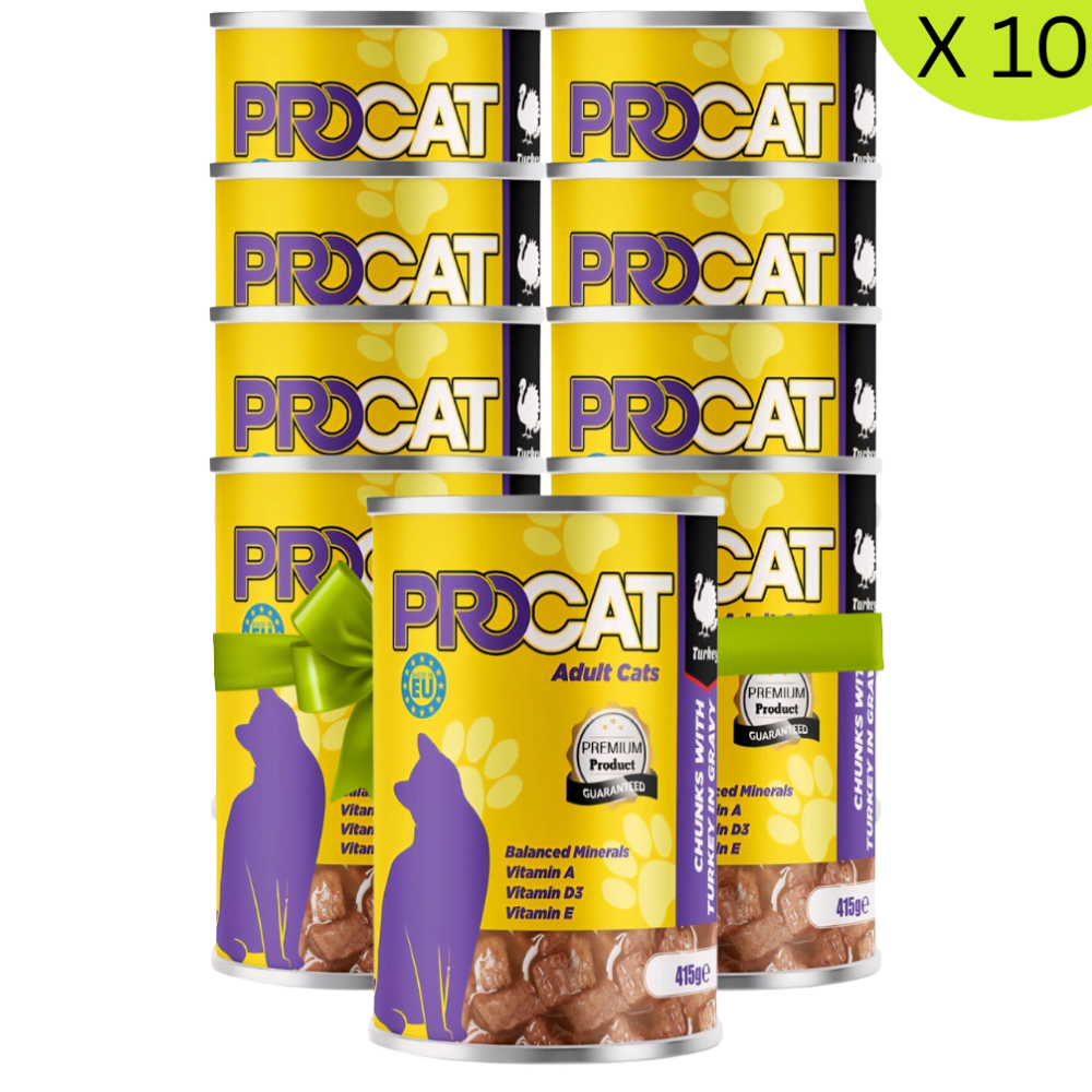BUY 9 + 1 FREE Procat Wet Food For Adult Cat Turkey 415G Petfast.shop ProCat Bundles Cat Exclude Food Wet Food petfast.shop Egypt PBU5396S Default Title 675.00