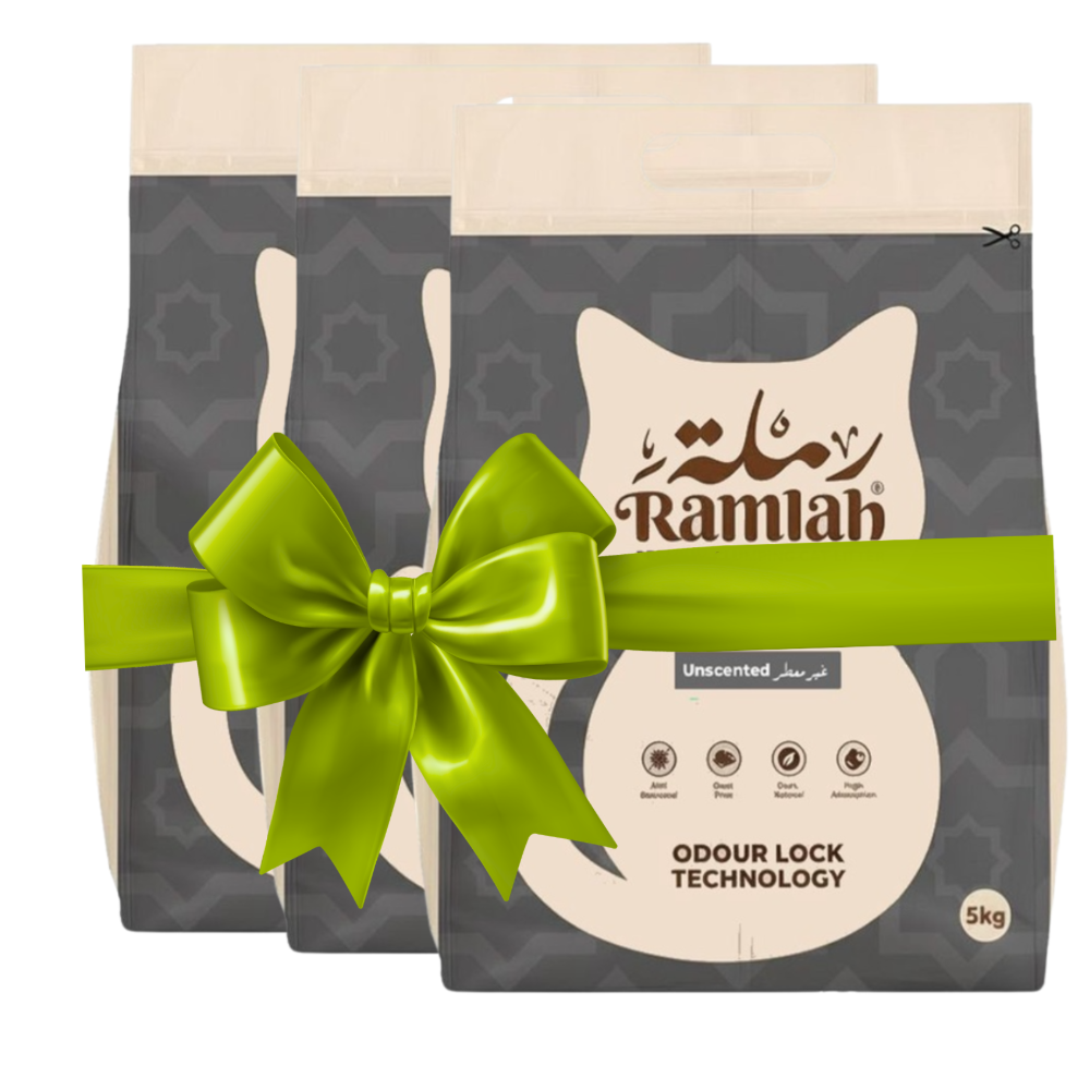 3x Ramlah Premium Cat Litter – Unscented 5 Kg ≈ 6 L