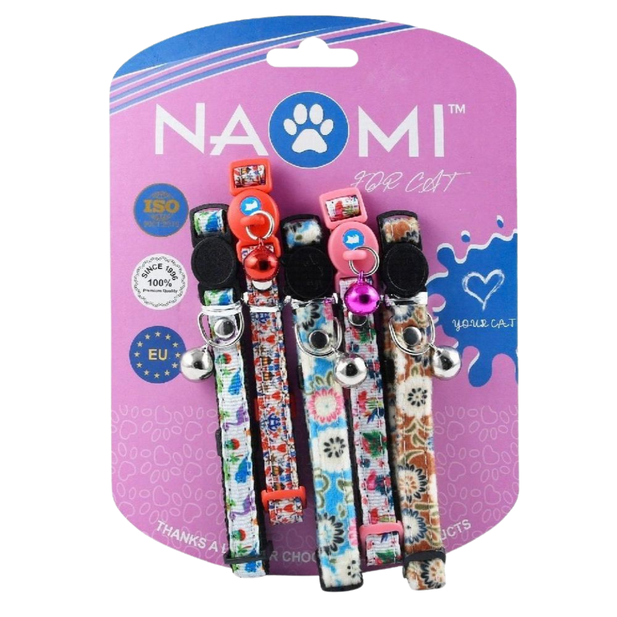 Naomi XS Assorted Cat Collars with Bells 5 per pack Petfast.shop Naomi Cat leash & Coller & Harness Supplies petfast.shop Egypt 6975213981535450.00